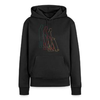Skater Skateboard Fahrer Skateboardfahrer Retro - Frauen Premium Bio Hoodie - Schwarz - Vorne - Julia (174cm)