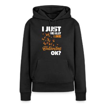 Hobbygärtner Garten Monarch - Frauen Premium Bio Hoodie - Schwarz - Vorne - Julia (174cm)