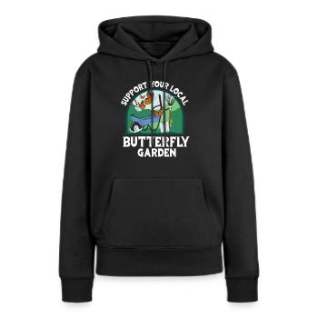 Hobbygärtner Garten Monarch - Frauen Premium Bio Hoodie - Schwarz - Vorne - Julia (174cm)