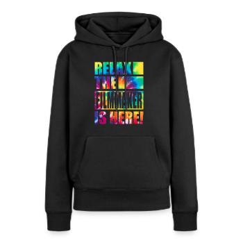 Cinéaste drôle de dicton - Sweat à capuche Premium bio Femme - noir - Devant - Julia (174cm)