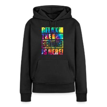 Directeur général Drôle de dicton - Sweat à capuche Premium bio Femme - noir - Devant - Julia (174cm)
