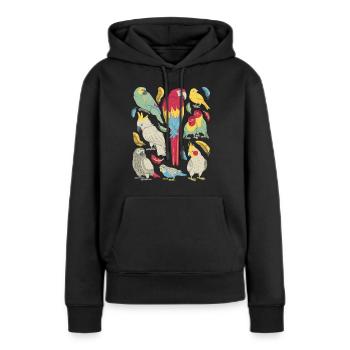 Papageien - Frauen Premium Bio Hoodie - Schwarz - Vorne - Julia (174cm)