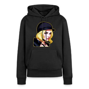 Fille blonde dans un style steampunk cool - Sweat à capuche Premium bio Femme - noir - Devant - Julia (174cm)
