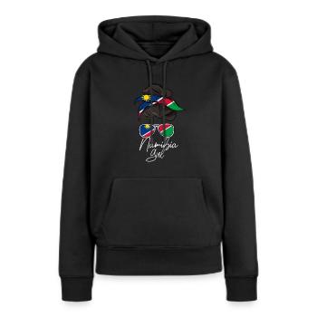 Namibie - Sweat à capuche Premium bio Femme - noir - Devant - Julia (174cm)