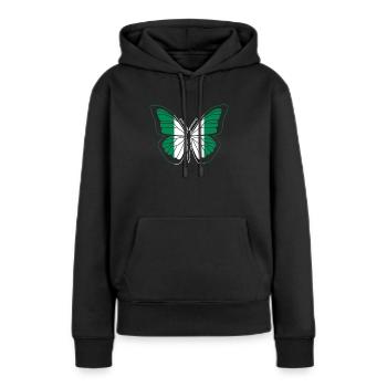 Nigéria - Sweat à capuche Premium bio Femme - noir - Devant - Julia (174cm)