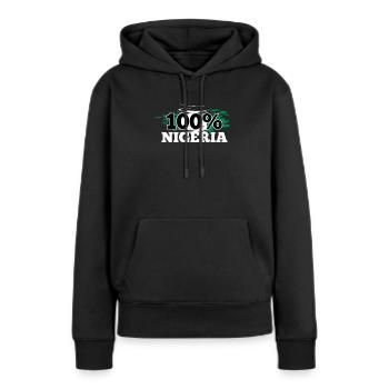 Nigéria - Sweat à capuche Premium bio Femme - noir - Devant - Julia (174cm)