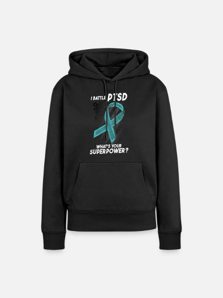 Ich kämpfe gegen PTBS | PTBS-Bewusstsein - Frauen Premium Bio Hoodie - Schwarz