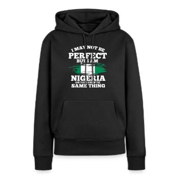 Nigéria - Sweat à capuche Premium bio Femme - noir - Devant - Julia (174cm)