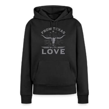 Drôle Longhorn Lone Star State Texas - Sweat à capuche Premium bio Femme - noir - Devant - Julia (174cm)
