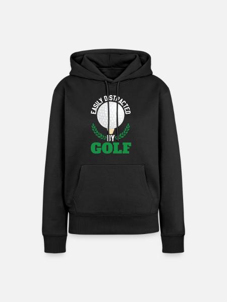 Leicht durch Golf abgelenkt - Frauen Premium Bio Hoodie - Schwarz