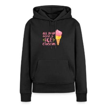 Eiscreme Eis Eiskrem Ice Cream Sommer Geschenk - Frauen Premium Bio Hoodie - Schwarz - Vorne - Julia (174cm)
