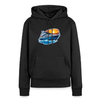 Yacht boat - Sweat à capuche Premium bio Femme - noir - Devant - Julia (174cm)
