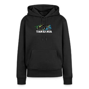 Tanzanie - Sweat à capuche Premium bio Femme - noir - Devant - Julia (174cm)