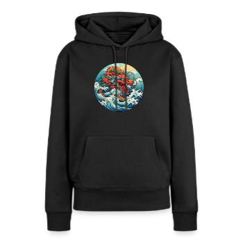 Dragon chinois - Sweat à capuche Premium bio Femme - noir - Devant - Julia (174cm)