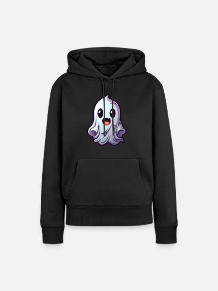 Niedlicher Geist Halloween - Frauen Premium Bio Hoodie - Schwarz