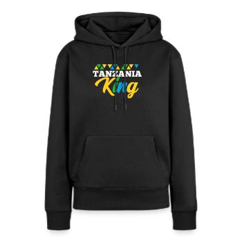 Tanzanie - Sweat à capuche Premium bio Femme - noir - Devant - Julia (174cm)