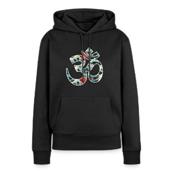 Résonance cosmique : le Om sacré - Sweat à capuche Premium bio Femme - noir - Devant - Julia (174cm)