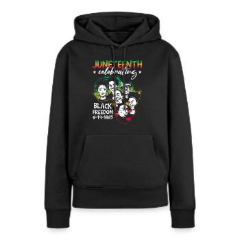Célébration de Juneteenth - Sweat à capuche Premium bio Femme - noir - Devant - Julia (174cm)