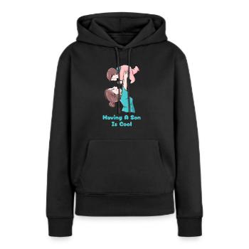 Maman Mère Mère - Sweat à capuche Premium bio Femme - noir - Devant - Julia (174cm)