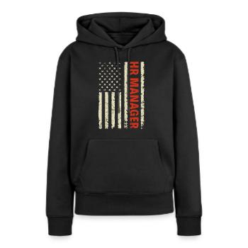 HR Manager American Flag USA - HR Management - Frauen Premium Bio Hoodie - Schwarz - Vorne - Julia (174cm)
