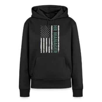 HR Manager American Flag USA - HR Management - Frauen Premium Bio Hoodie - Schwarz - Vorne - Julia (174cm)