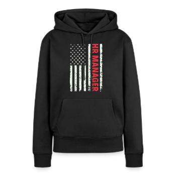 HR Manager American Flag USA - HR Management - Frauen Premium Bio Hoodie - Schwarz - Vorne - Julia (174cm)