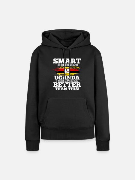 Uganda - Frauen Premium Bio Hoodie - Schwarz