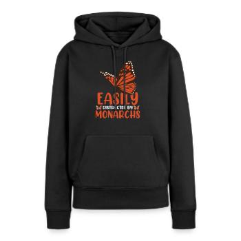 Leicht abgelenkt von Monarchen - Frauen Premium Bio Hoodie - Schwarz - Vorne - Julia (174cm)