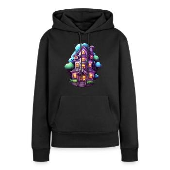 Maison hantée comique - Sweat à capuche Premium bio Femme - noir - Devant - Julia (174cm)