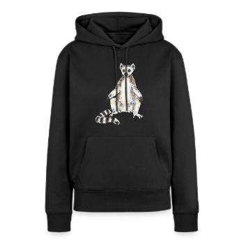 Lémurien à queue annelée - Sweat à capuche Premium bio Femme - noir - Devant - Julia (174cm)