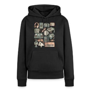 DJ Doodles Club Party Disco Nachtleben Clubbing - Frauen Premium Bio Hoodie - Schwarz - Vorne - Julia (174cm)