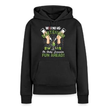 Barman en service - Sweat à capuche Premium bio Femme - noir - Devant - Julia (174cm)