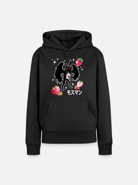 Mothman Erdbeereen Shake - Frauen Premium Bio Hoodie - Schwarz
