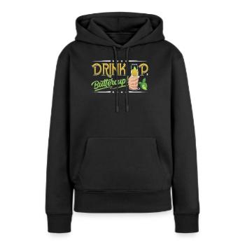 Drink up - Frauen Premium Bio Hoodie - Schwarz - Vorne - Julia (174cm)