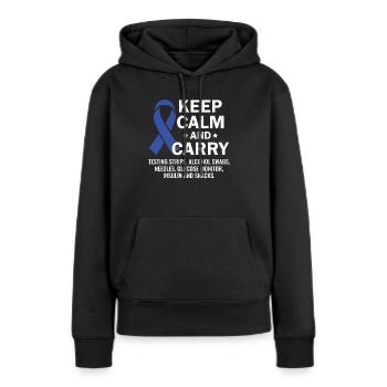 Sensibilisation au diabète - Diabète diabétique de type 1 - Sweat à capuche Premium bio Femme - noir - Devant - Julia (174cm)