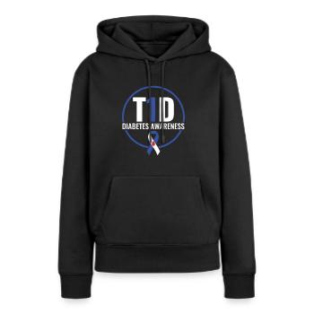 Sensibilisation au diabète - Diabète diabétique de type 1 - Sweat à capuche Premium bio Femme - noir - Devant - Julia (174cm)