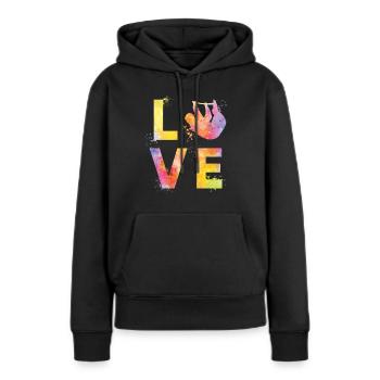 Faultier liebe - Frauen Premium Bio Hoodie - Schwarz - Vorne - Julia (174cm)