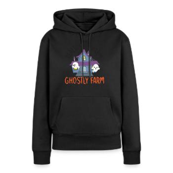 Makler-Charme Gespensterfarm Makler-Halloween - Frauen Premium Bio Hoodie - Schwarz - Vorne - Julia (174cm)