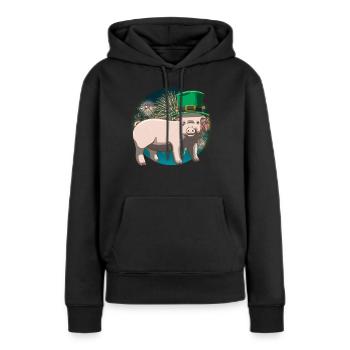 Cochon chanceux Réveillon du Nouvel An Jour de l’An - Sweat à capuche Premium bio Femme - noir - Devant - Julia (174cm)