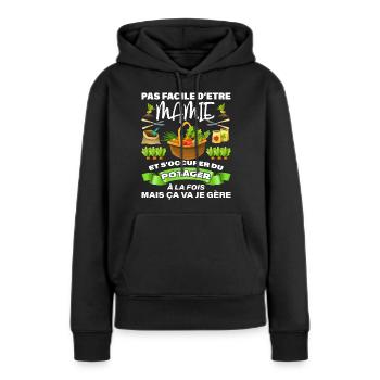 Jardin Mamie Jardnière Potager - Sweat à capuche Premium bio Femme - noir - Devant - Julia (174cm)
