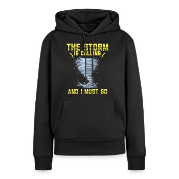 Sturmjäger Shirts | Unwetter Sturm Blitz Geschenke - Frauen Premium Bio Hoodie - Schwarz - Vorne - Julia (174cm)