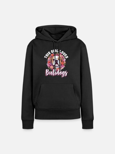 British English Bulldog lover - Dame Premium hoodie, økologisk bomuld - sort