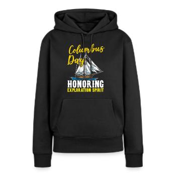 Kolumbus-Tag: Ehrung des Entdeckergeistes - Frauen Premium Bio Hoodie - Schwarz - Vorne - Julia (174cm)
