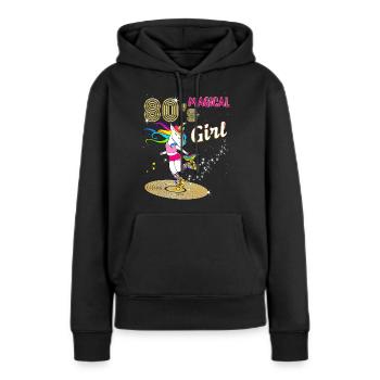 Fille Années 80 Licorne Magique Disco Skaters - Sweat à capuche Premium bio Femme - noir - Devant - Julia (174cm)