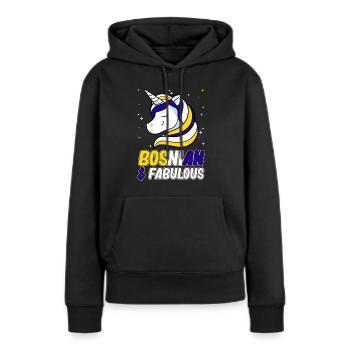 Bosnie-Herzégovine Drapeau Bosnie - Sweat à capuche Premium bio Femme - noir - Devant - Julia (174cm)