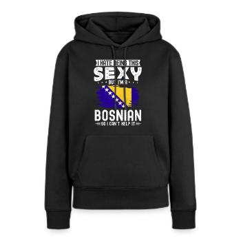 Bosnien und Herzegowina Flagge Bosnien - Frauen Premium Bio Hoodie - Schwarz - Vorne - Julia (174cm)