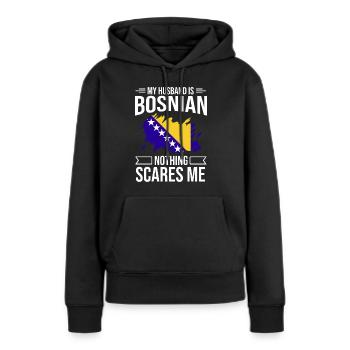 Bosnien und Herzegowina Flagge Bosnien - Frauen Premium Bio Hoodie - Schwarz - Vorne - Julia (174cm)