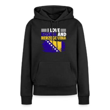 Bosnie-Herzégovine Drapeau Bosnie - Sweat à capuche Premium bio Femme - noir - Devant - Julia (174cm)