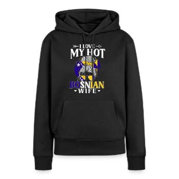 Bosnien und Herzegowina Flagge Bosnien - Frauen Premium Bio Hoodie - Schwarz - Vorne - Julia (174cm)