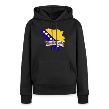 Bosnien und Herzegowina Flagge Bosnien - Frauen Premium Bio Hoodie - Schwarz - Vorne - Julia (174cm)